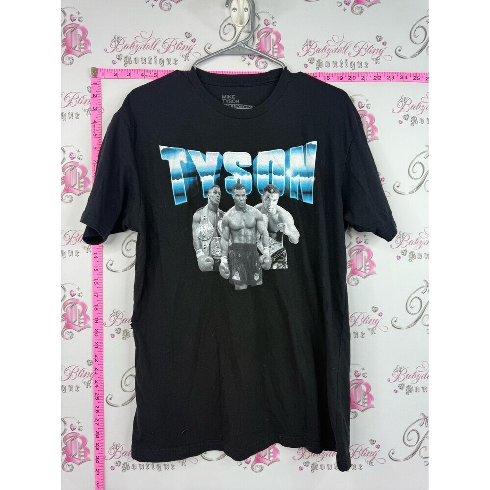 Mike Tyson tshirt boxing boxer Black Graphic Tee with Blue Logo